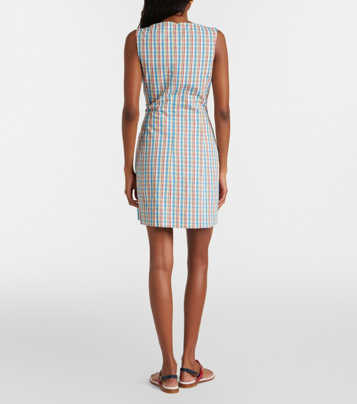 Faithfull Lydie checked cotton and linen minidress