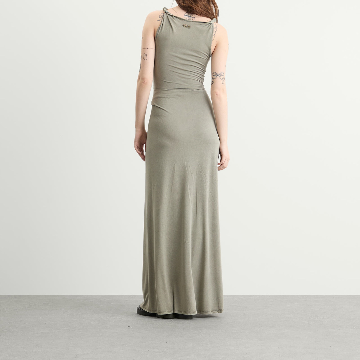 Diesel Women's D-Estiga Tie Waist Maxi Dress in Light Grey
