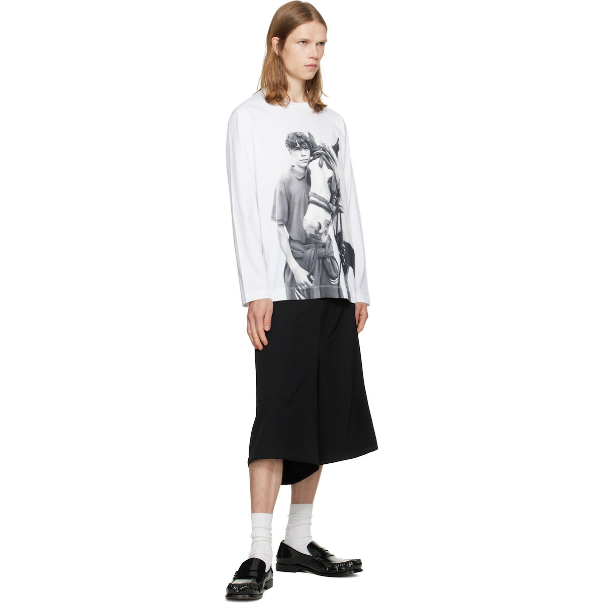 Simone Rocha White 'Pony Kid' Print Long Sleeve T-shirt