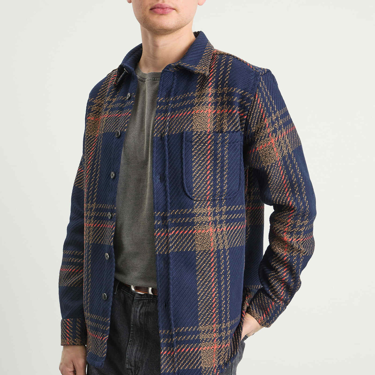 Portuguese Flannel Men's Upper Overshirt in Navy Blend