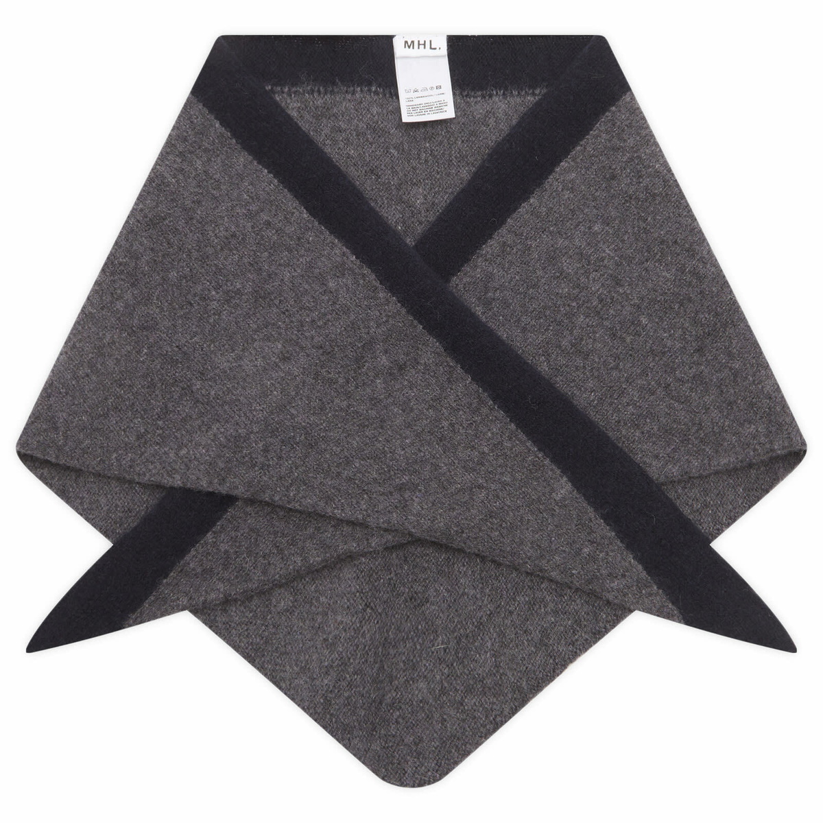MHL by Margaret Howell Men's Tipped Scout Scarf in Grey/Ink 