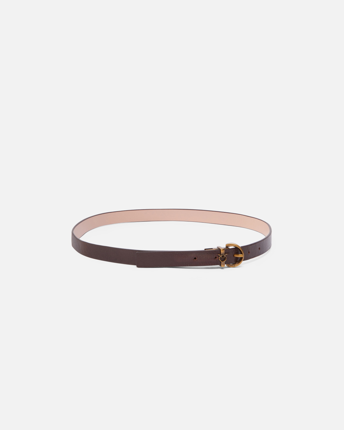 Pinko Reversible Thin Leather Belt 2cm Brown/Pink Antique Gold