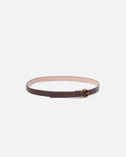 Pinko Reversible Thin Leather Belt 2cm Brown/Pink Antique Gold