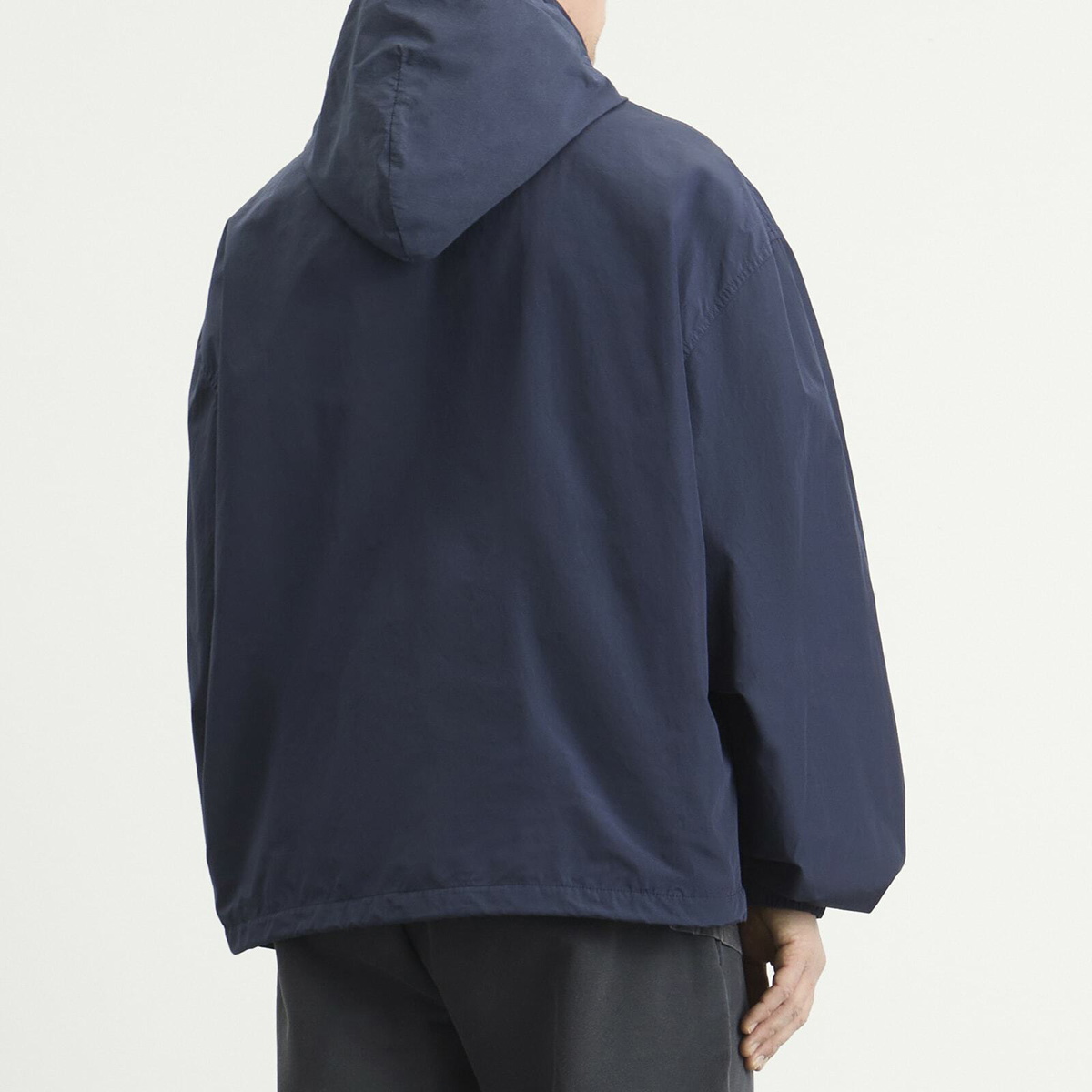 Balenciaga Men's Techno Cotton Hooded Rain Jacket in Marine Blue