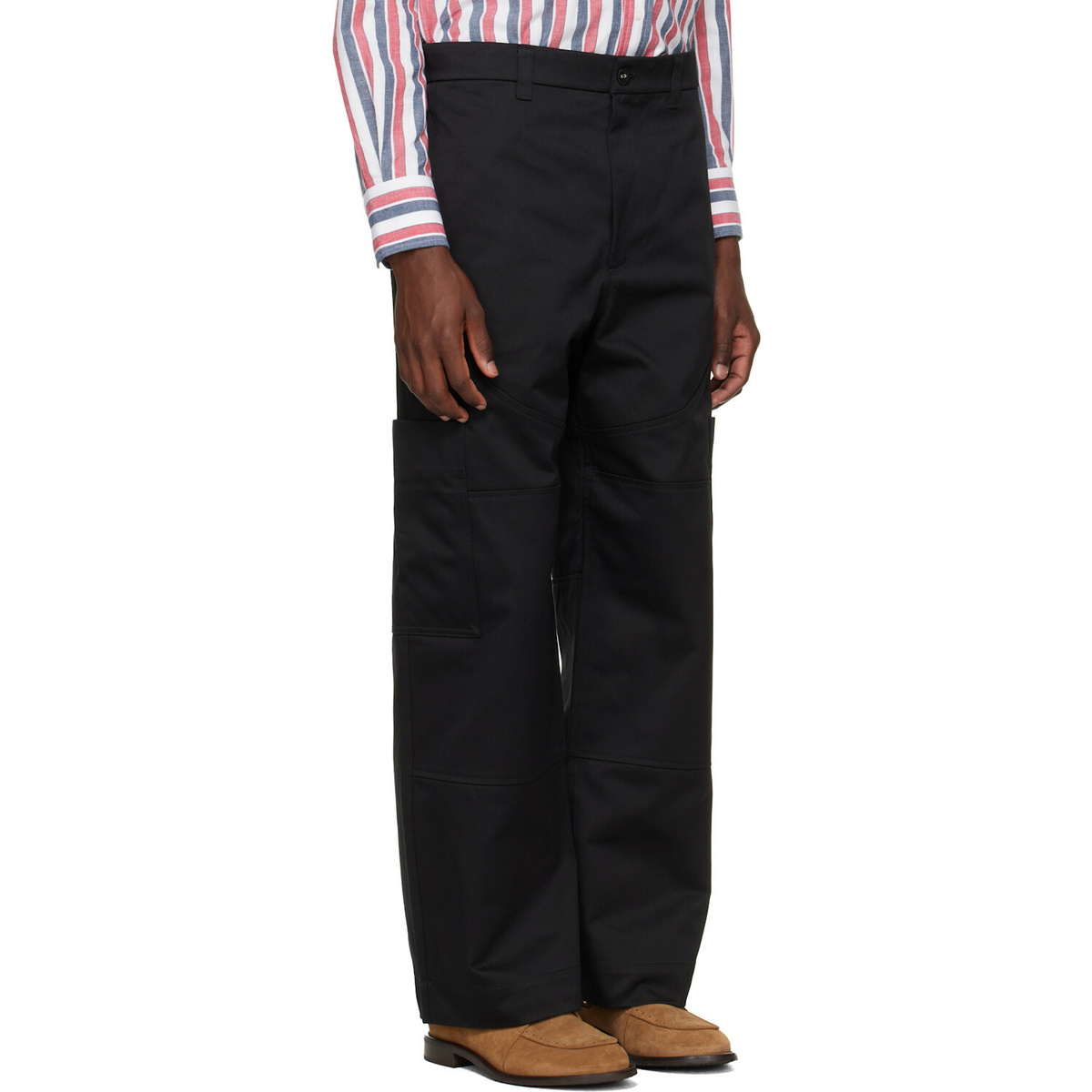 Thom Browne Black Wide Leg Chap Painter Pants