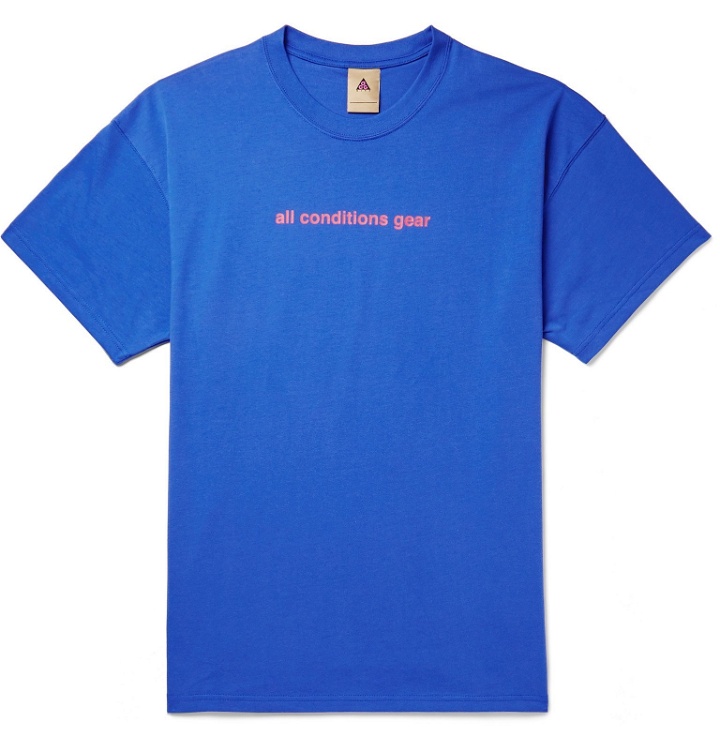 Photo: Nike - ACG NRG Oversized Logo-Print Cotton-Jersey T-Shirt - Blue