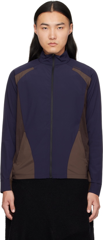 Photo: HYEIN SEO Navy & Brown Zip-Up Track Jacket