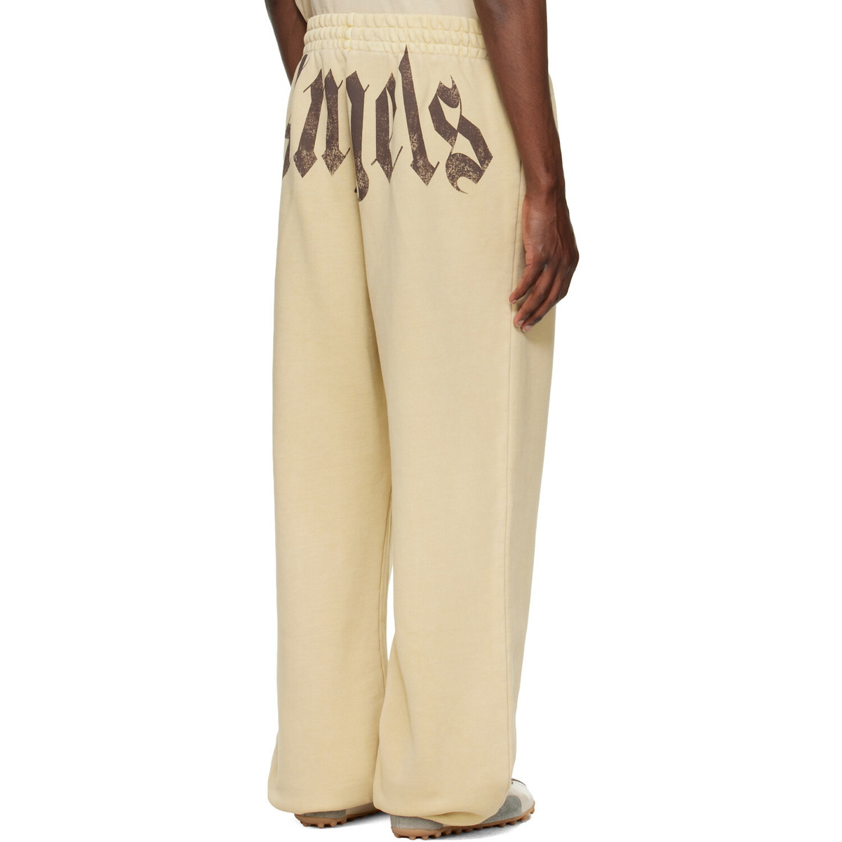 Palm Angels Beige Big Waist Logo Sweatpants