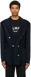 Balmain Navy Six-Button Blazer