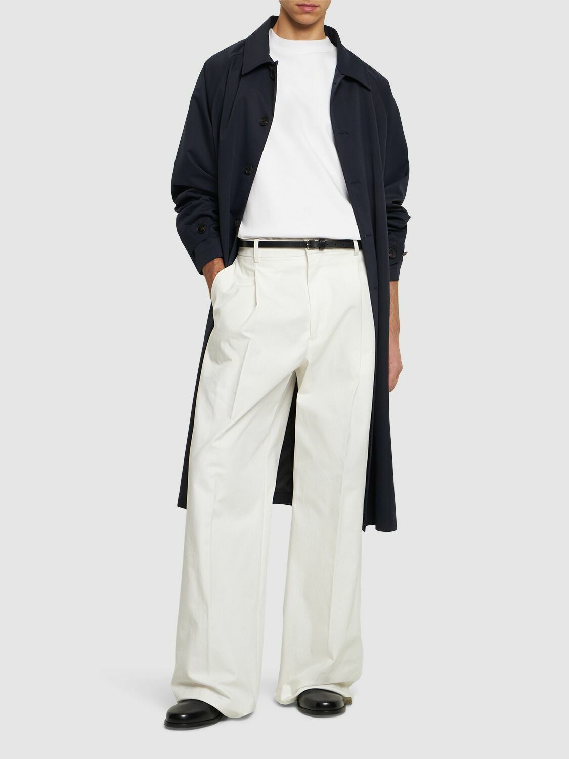 パンツ Jil Sander Wide Pants In Cotton Gabardine JIL SANDER - Cotton Gabardine Wide Leg Pants Jil Sander