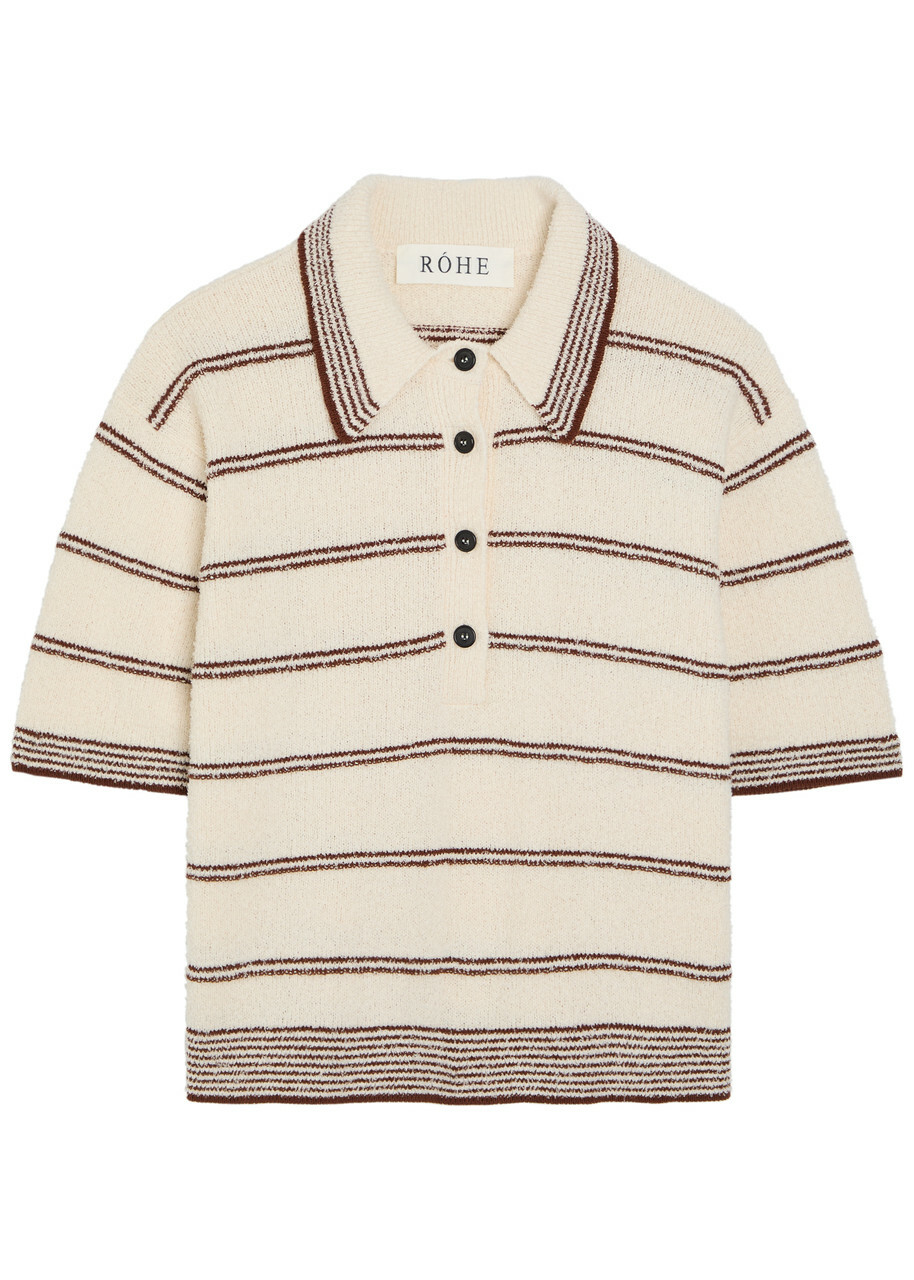 Rohe Striped Towelling Cotton-blend Polo top Beige