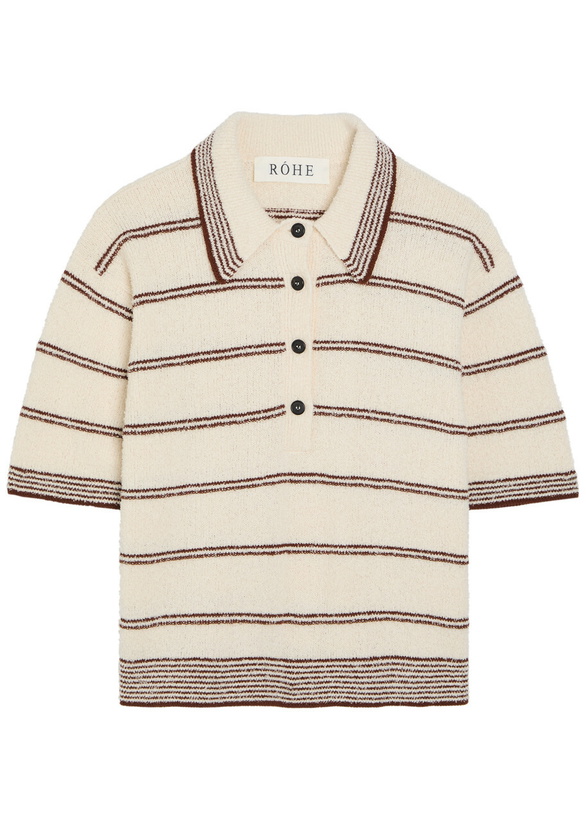 Photo: Rohe Striped Towelling Cotton-blend Polo top Beige