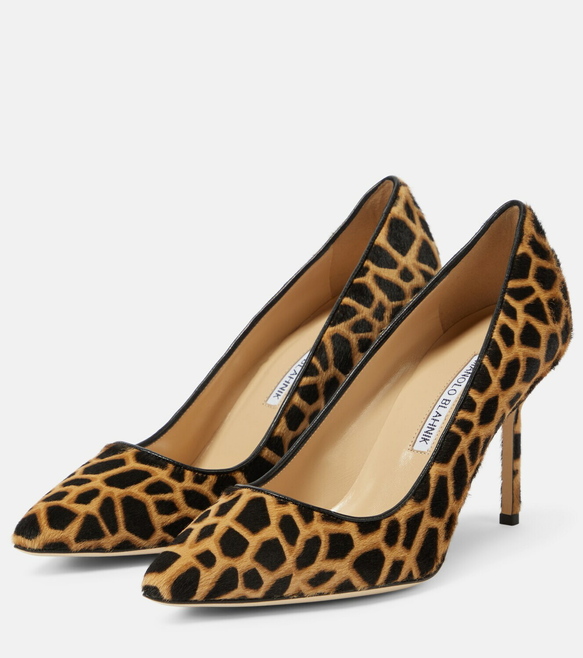 Manolo Blahnik BB 90 giraffe-printed calf hair pumps