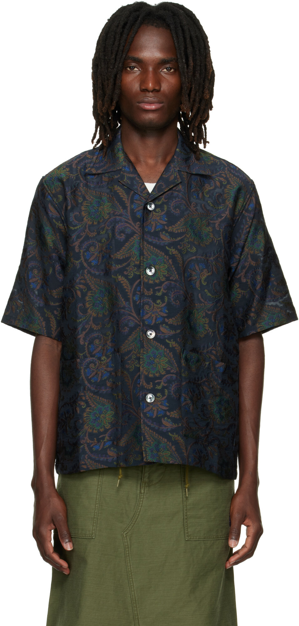 NEEDLES Khaki Coverall Reversed Sateen Shirt Needles