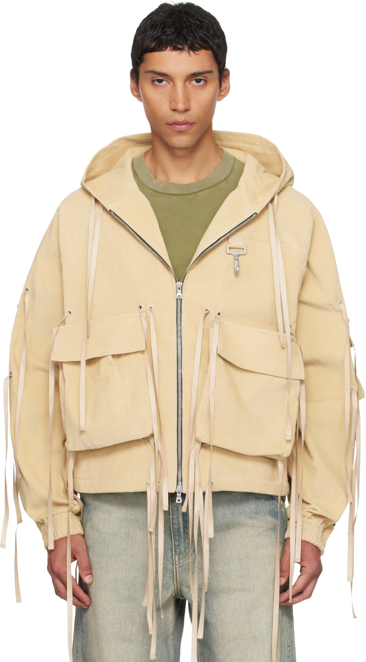 Reese Cooper Khaki Corduroy Modular Pocket Hooded Jacket