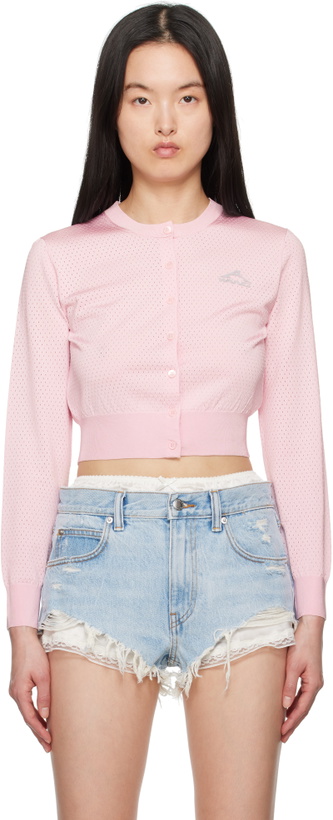 Photo: alexanderwang.t Pink Cropped Athletic Mesh Cardigan