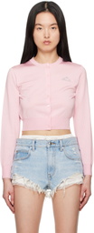 alexanderwang.t Pink Cropped Athletic Mesh Cardigan