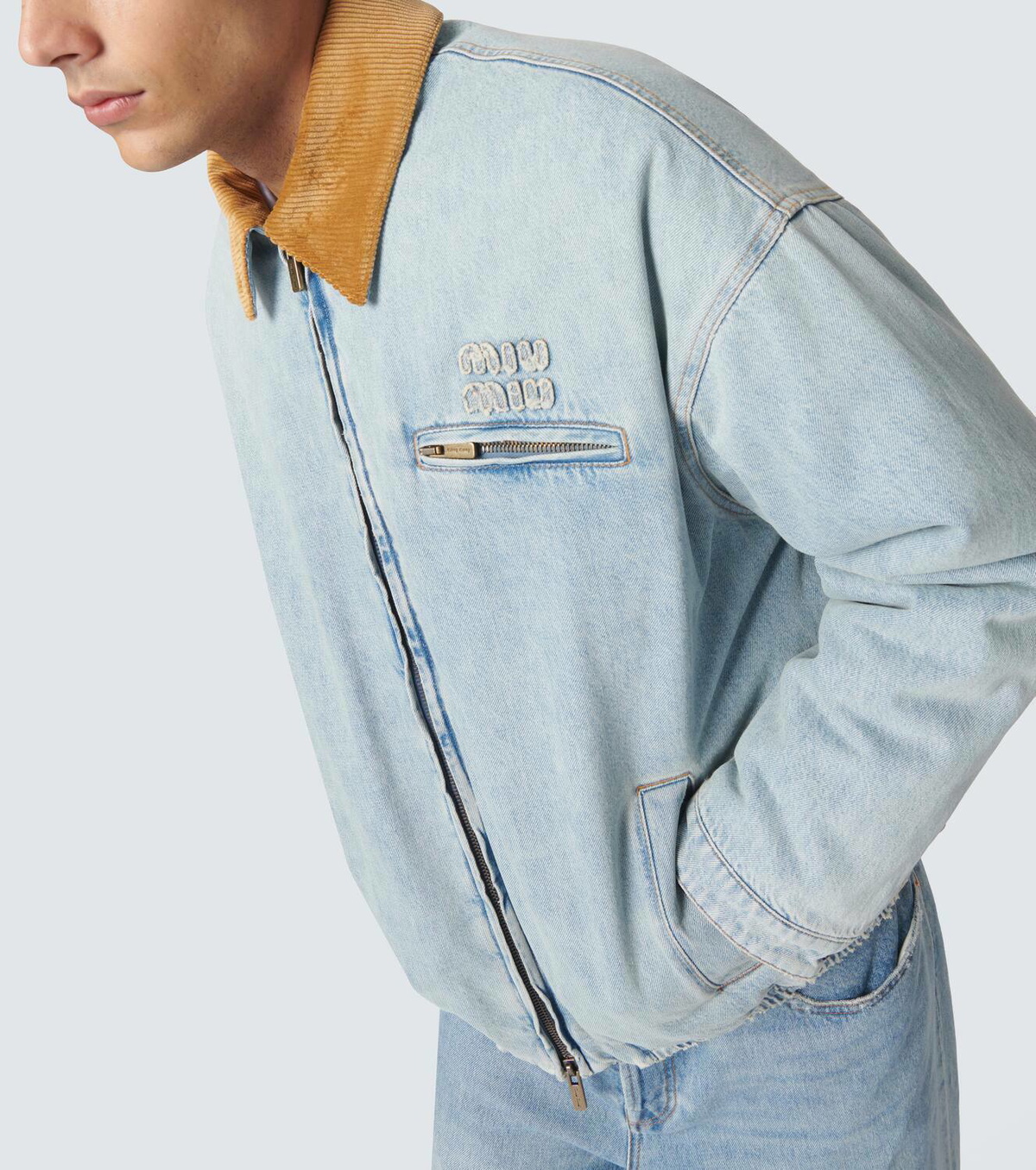 ブルゾン Miu Miu Oversized Padded Bomber Jacket In Corduroy Miu Miu Corduroy Blouson Jacket in Brown | Lyst