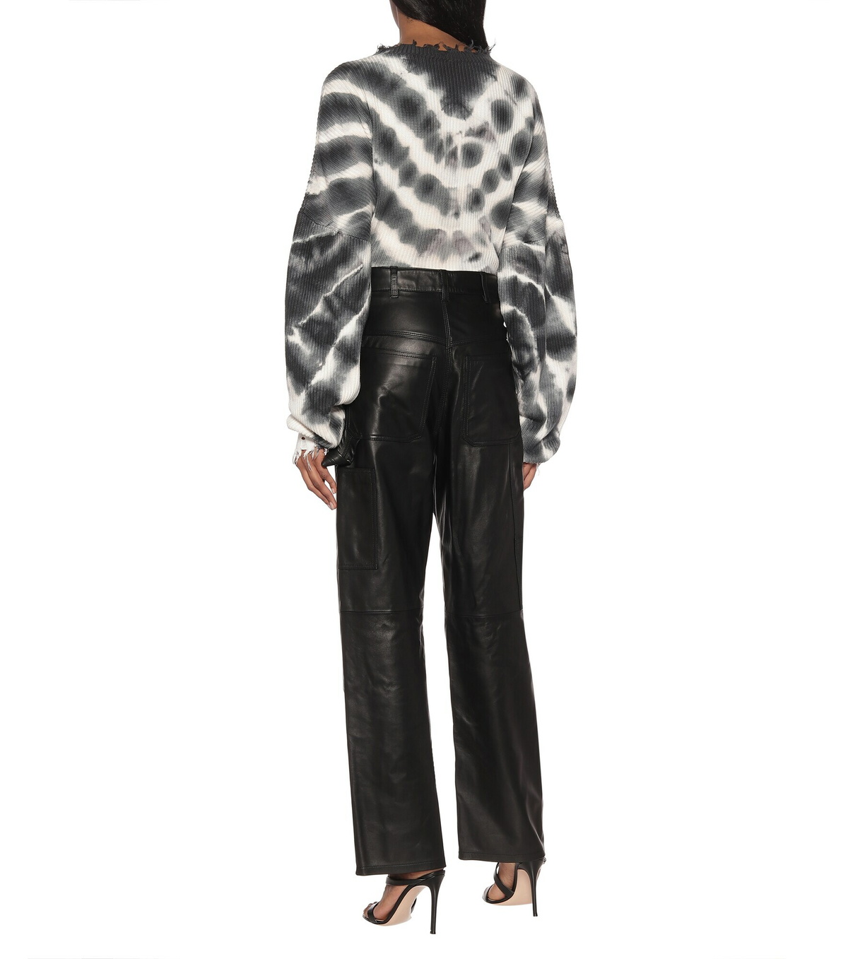 Unravel - High-rise wide-leg leather jeans