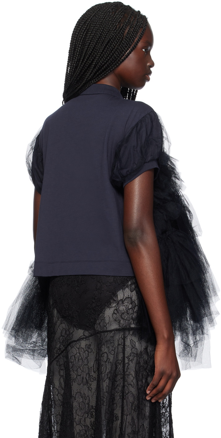【送料&関税込】Simone Rocha Tulle Overlay Puff Sleeve Frill Red Tulle Overlay Puff Sleeve Frill T-shirt by Simone Rocha