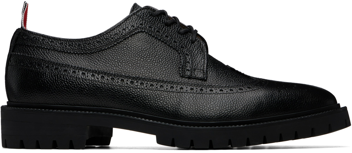 Thom Browne Black Pebble Grain Leather Longwing Brogues