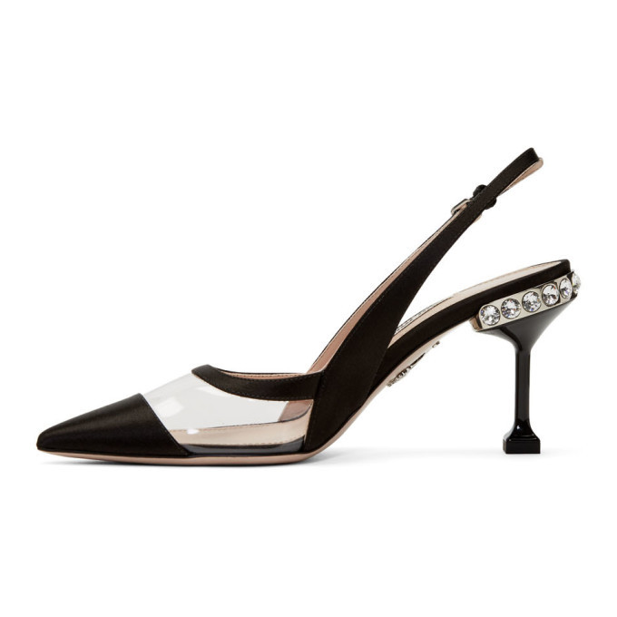 Miu Miu Black Satin Slingback Heels