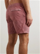 Stone Island - Straight-Leg Mid-Length Logo-Appliquéd Crinkled-Shell Swim Shorts - Pink