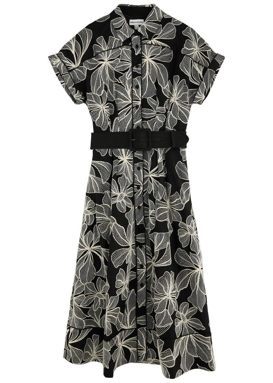 Rebecca Vallance Amira Floral-embroidered Midi Shirt Dress