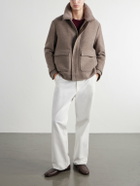 Canali - Shearling-Trimmed Wool and Cashmere-Blend Bomber Jacket - Neutrals