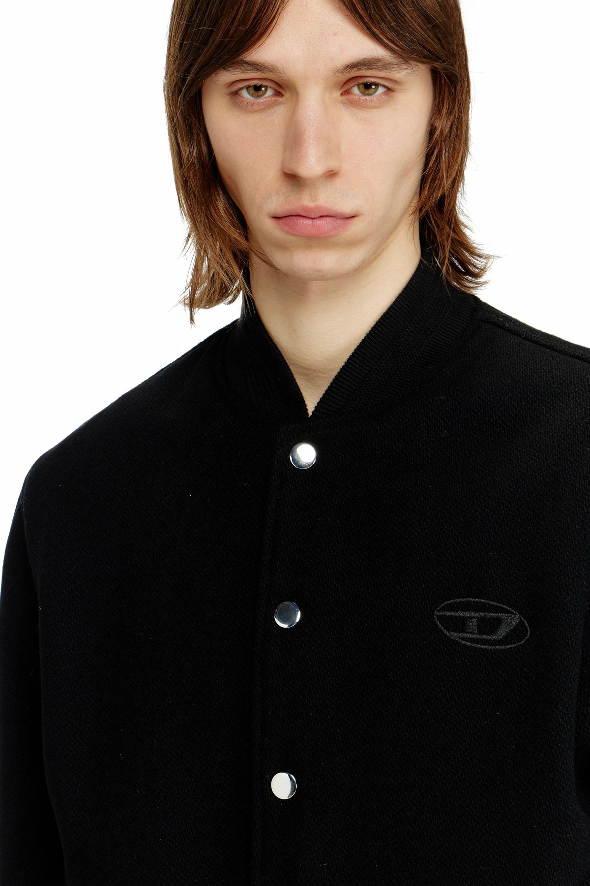 Diesel Bomber jacket in felted wool blend - Jackets Mens in Black