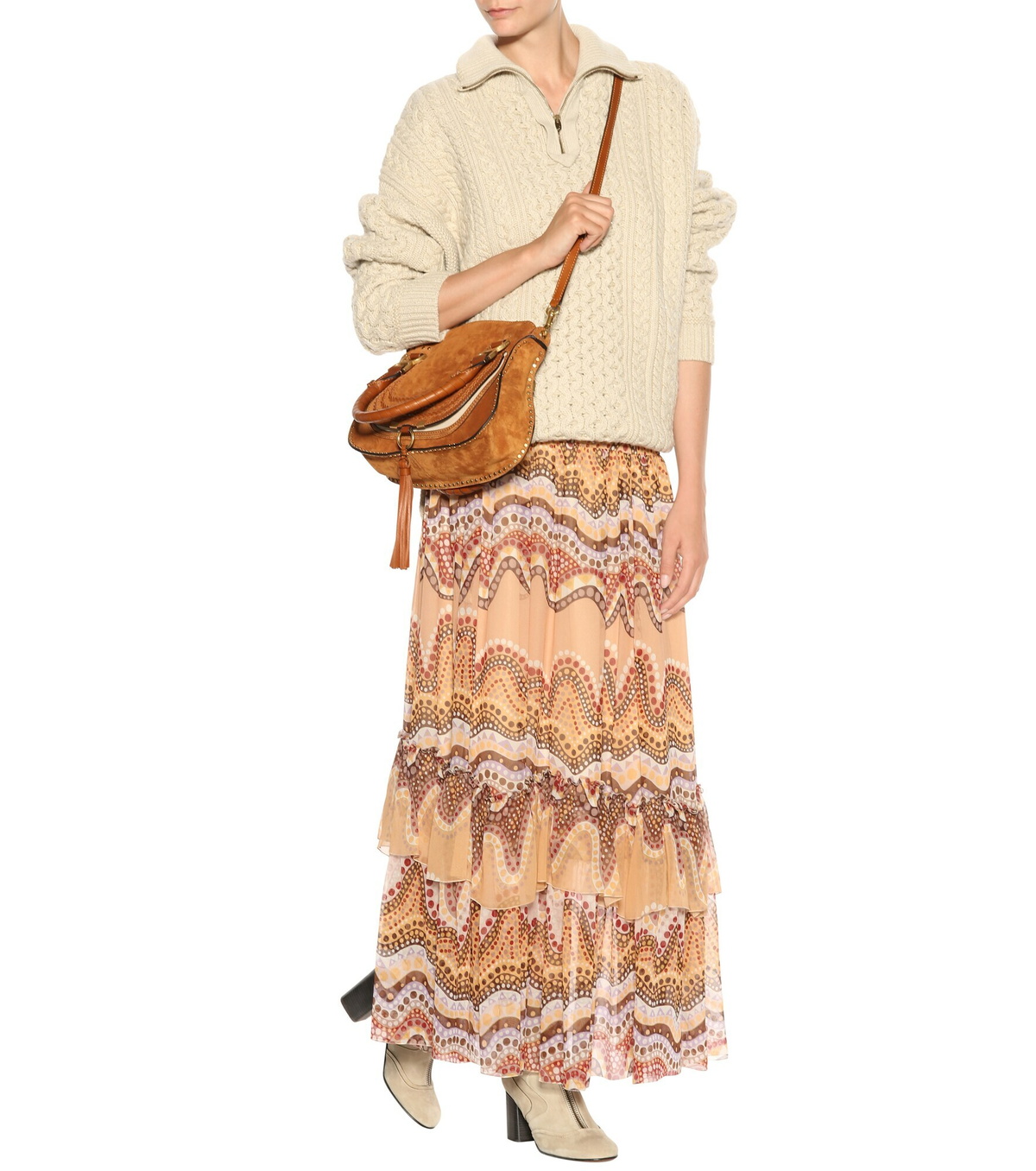 【Chloe】プリント silk-creponスカート Chloe - Printed silk-crepon skirt Chloe