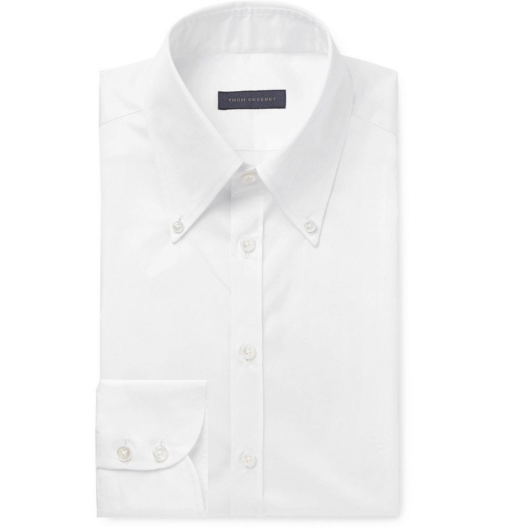 Photo: Thom Sweeney - White Slim-Fit Button-Down Collar Cotton-Poplin Shirt - White