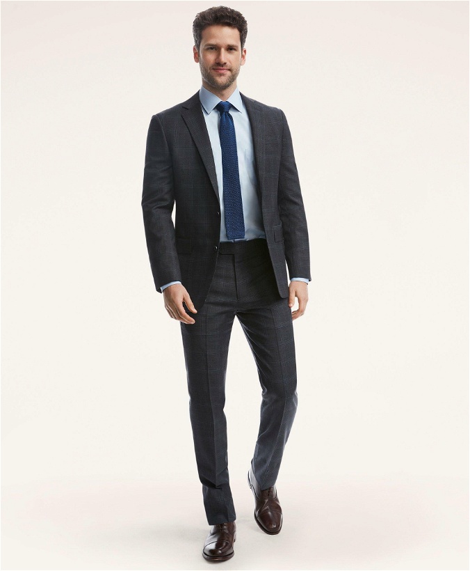 Photo: Brooks Brothers Men's Regent Fit Check 1818 Suit | Grey/Blue