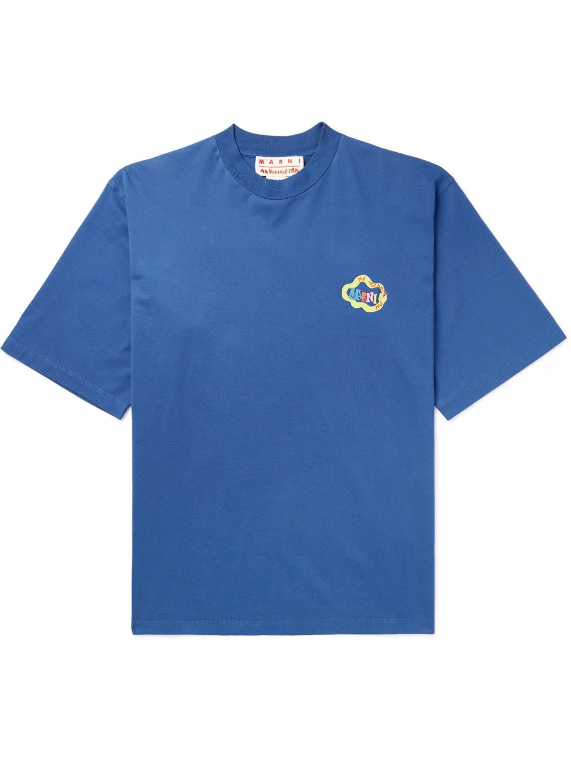 Marni - No Vacancy Inn Logo-Print Cotton-Jersey T-Shirt - Blue Marni