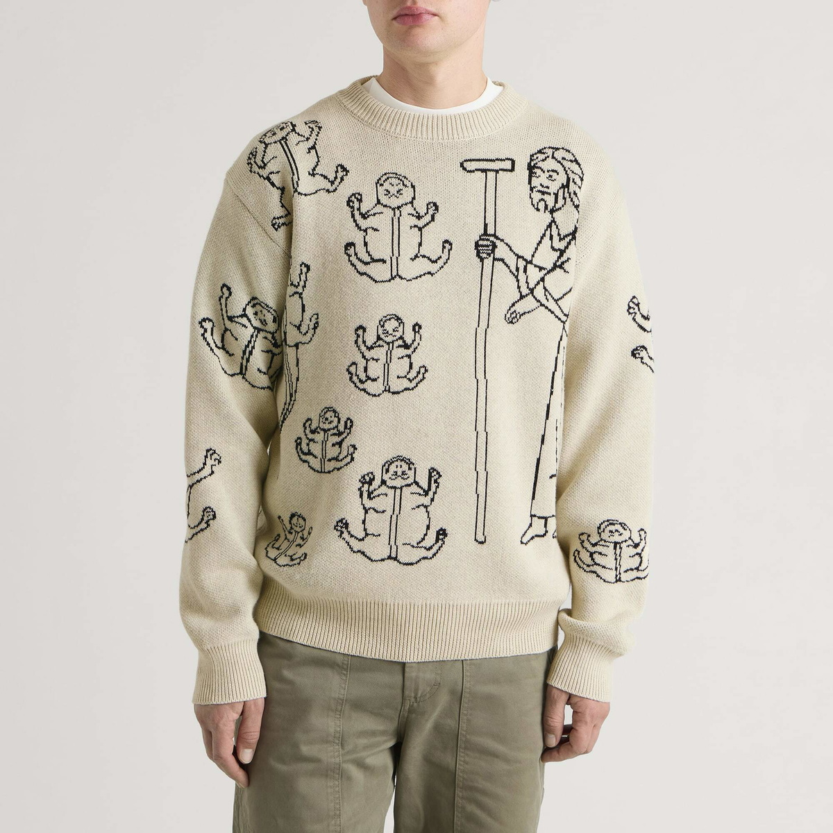 Heresy Men's Frogs! Knit Jumper in Fog