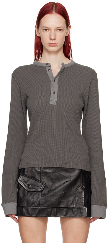 Photo: Acne Studios Gray Fitted Long Sleeve T-Shirt