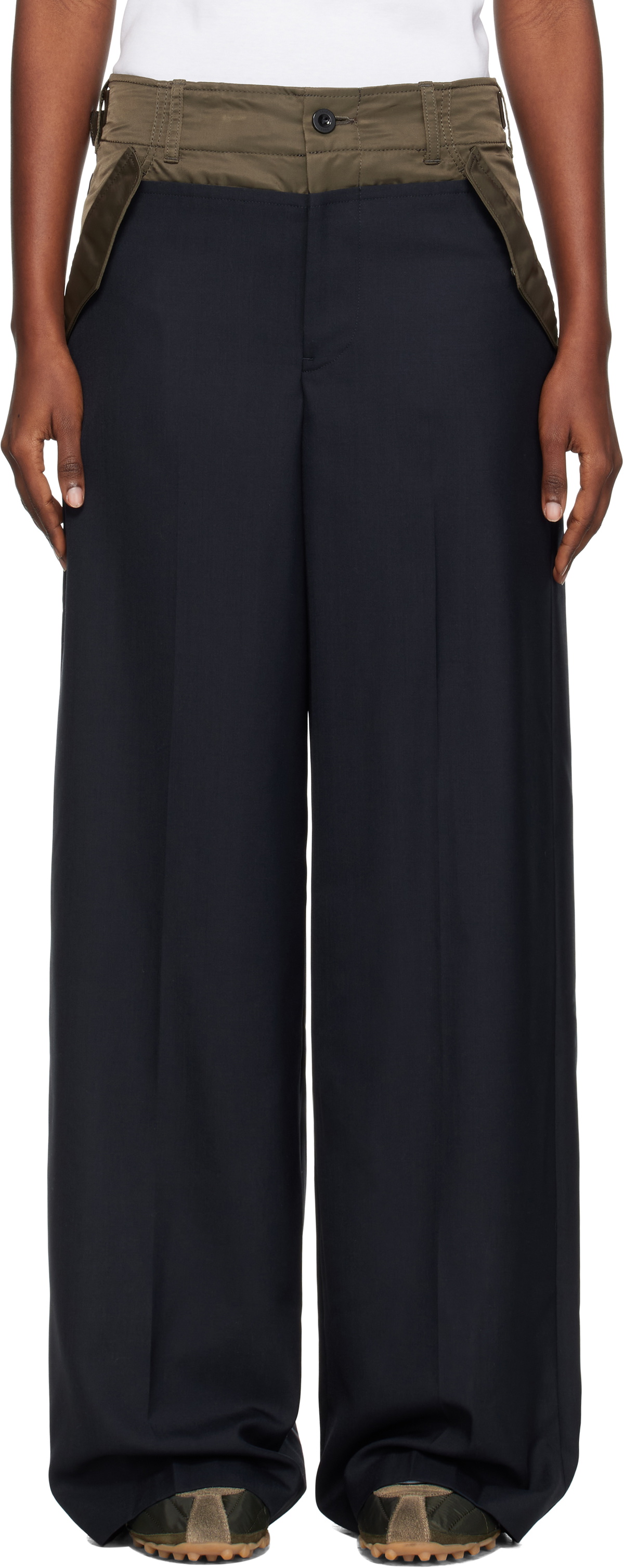sacai Navy & Khaki Suiting Mix Trousers