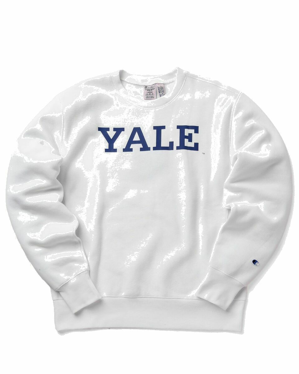 Photo: Champion Yale Reverse Weave Crewneck Sweatshirt White - Mens - Sweatshirts