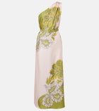La DoubleJ Roy floral one-shoulder silk twill maxi dress