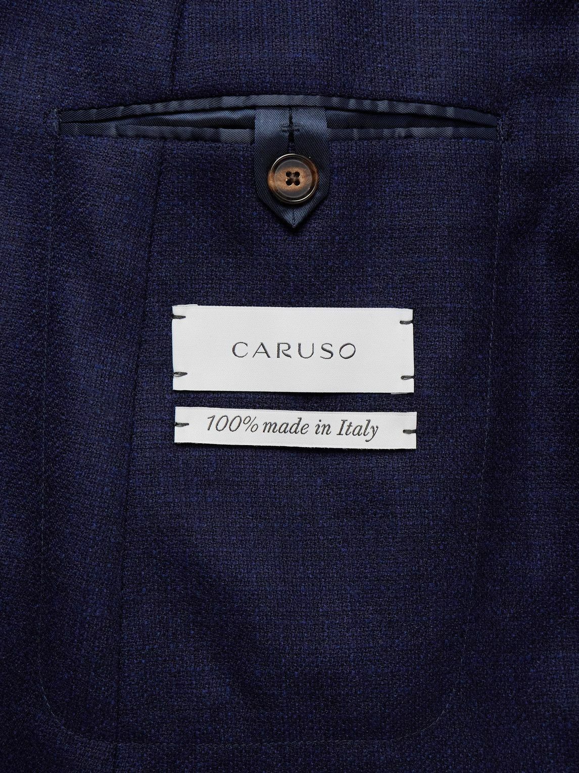 Caruso - Double-Breasted Wool-Tweed Blazer - Blue