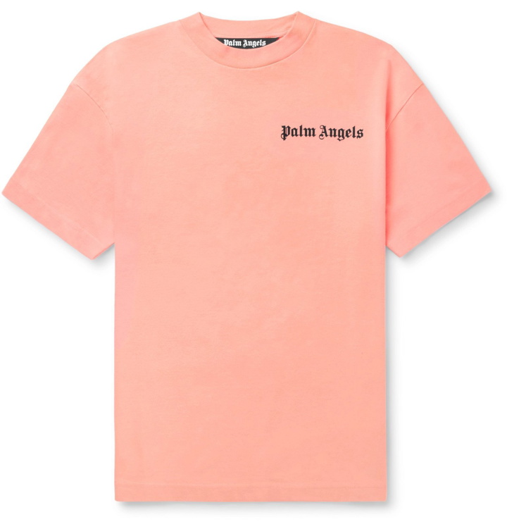 Photo: Palm Angels - Logo-Print Cotton-Jersey T-Shirt - Pink