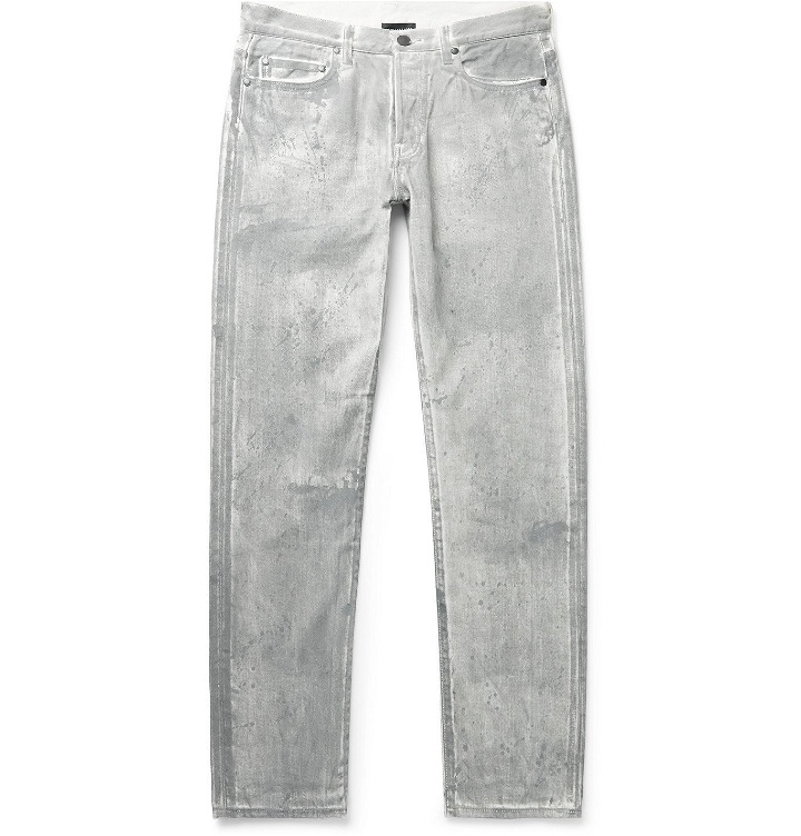 Photo: John Elliott - The Daze Skinny-Fit Paint-Splattered Denim Jeans - Gray