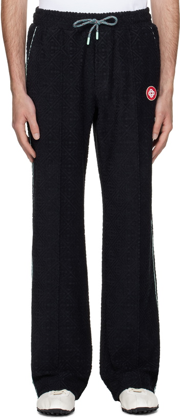 Photo: Casablanca Black Monogram Jacquard Towelling Sweatpants