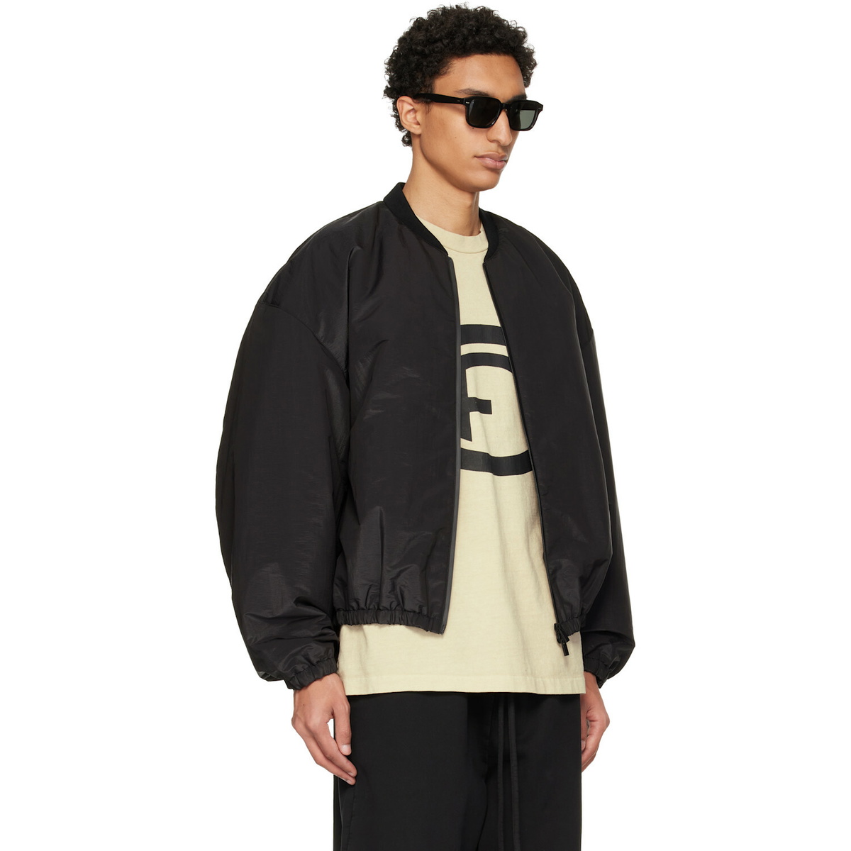 Fear of God Black Nylon Taffeta Padded Bomber Jacket