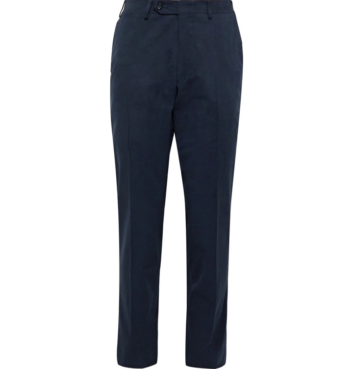 Photo: Canali - Slim-Fit Stretch-Cotton Twill Suit Trousers - Blue