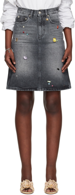 Photo: Marc Jacobs Black Gem A-Line Denim Midi Skirt