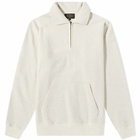 Beams Plus Men's Half Zip Crew Sweat in Oatmeal