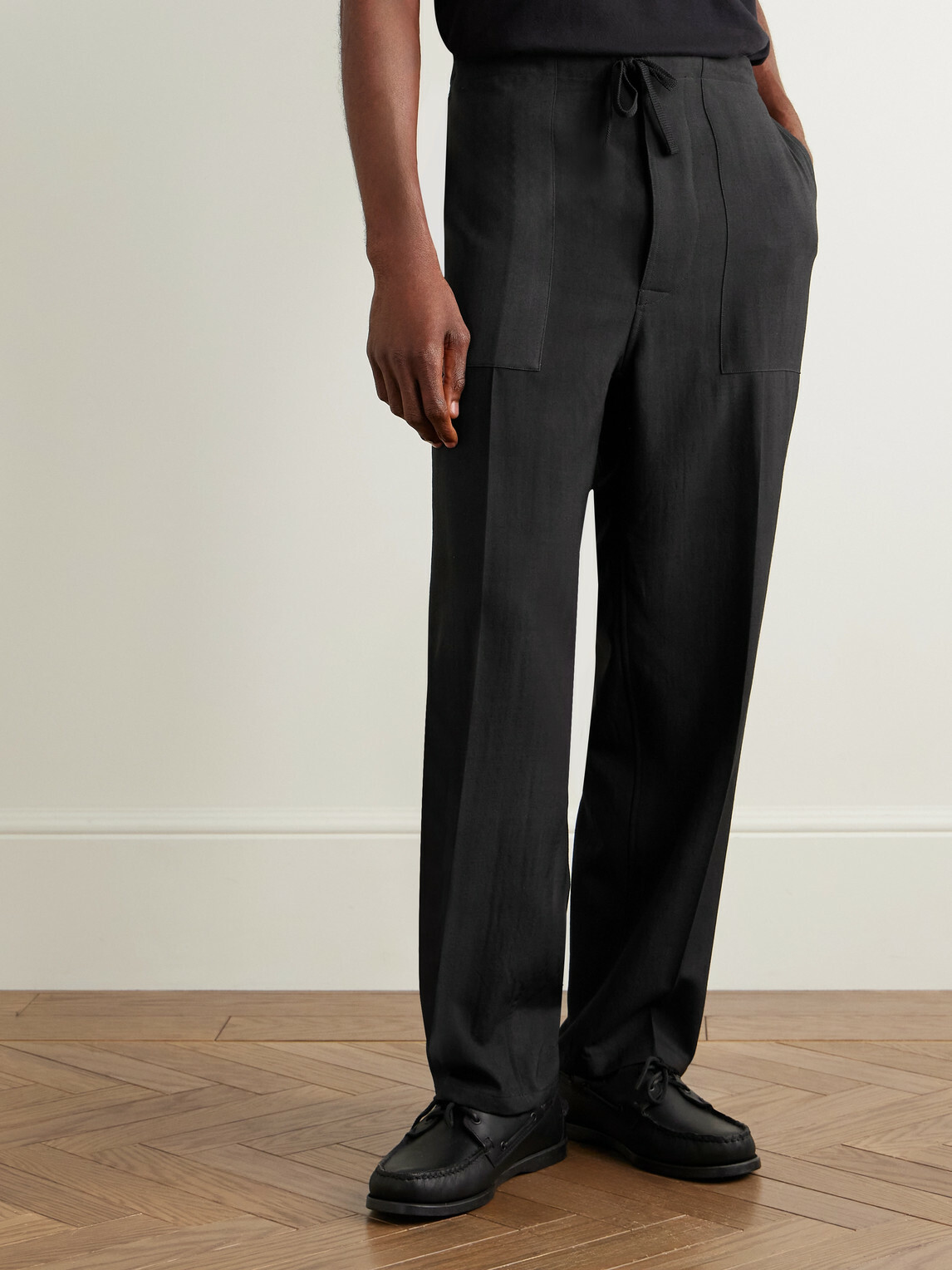 Kaptain Sunshine - Straight-Leg Wool-Twill Drawstring Suit Trousers - Gray