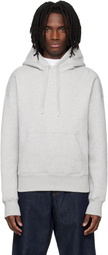 AMI Paris Grey Cotton Embossed Ami De Coeur Hoodie
