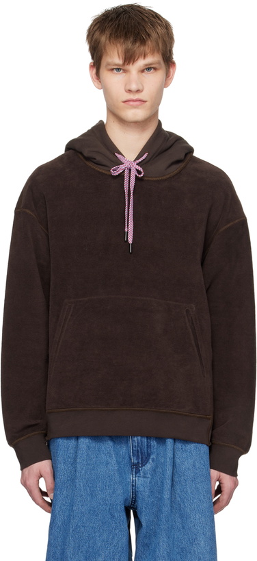 Photo: A PERSONAL NOTE 73 Brown Overlock Stitch Hoodie